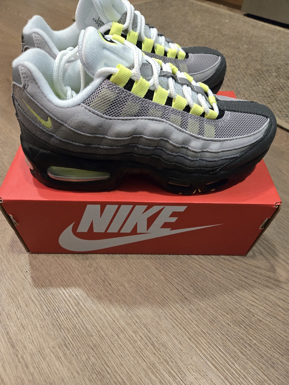 Nike Kids' Air Max 95 Sneakers - Gray with Neon Yellow Accents